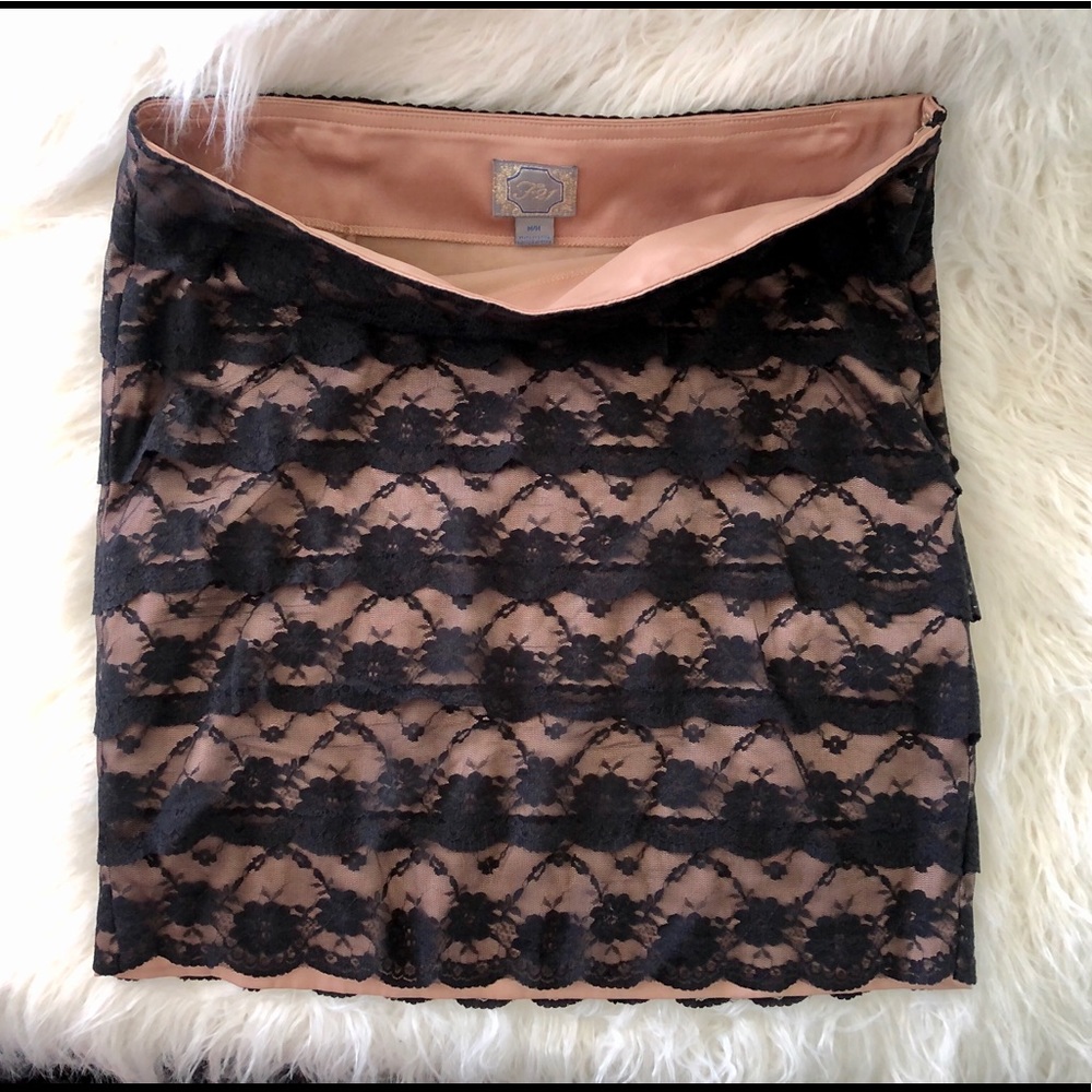 black and nude lace skirt